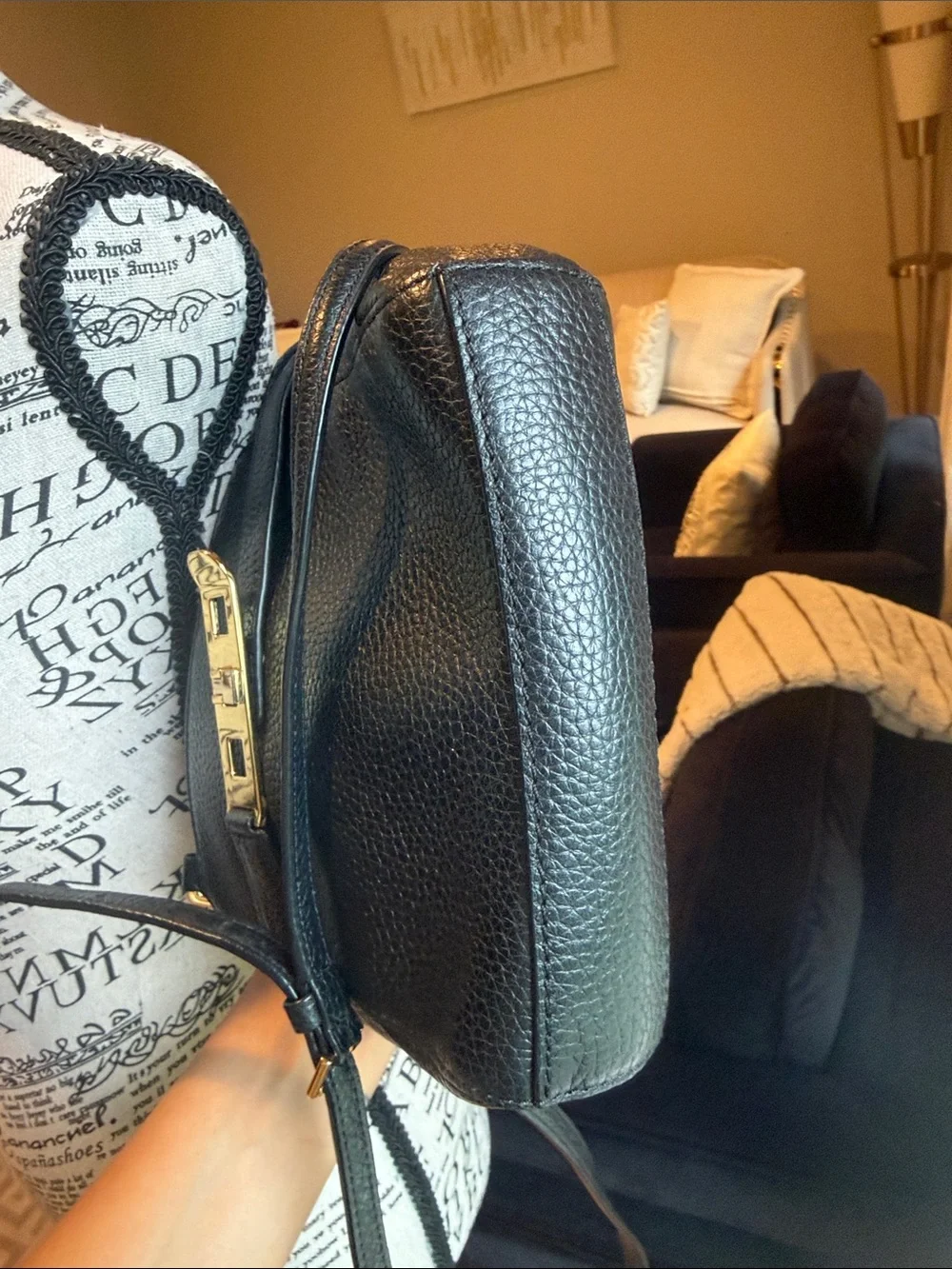 Lauren Ralph Lauren Black Leather Crossbody Bag with Gold Hardware’s